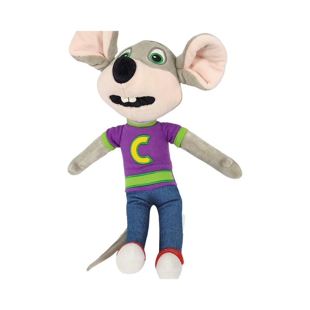 Chuck‎ E. Cheese Plush Stuffed Animal Mouse Mascot Purple Shirt Denim